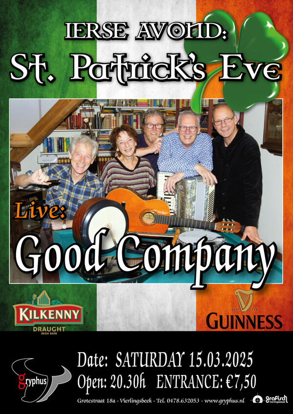 St. Patrick’s Eve in Gryphus met Ierse folkband Good Company