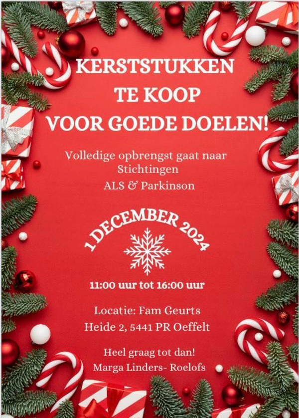 Zondag 1 december Kerstmarkt voor het goede doel!