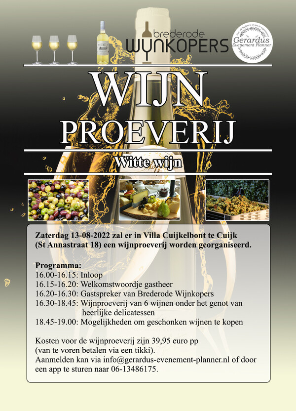 Gerardus Evenement Planner organiseert wijnproeverijen