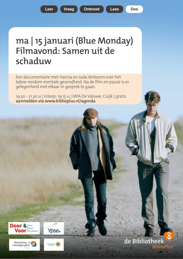 Blue-Monday: Documentaire met nabespreking Samen uit de Schaduw