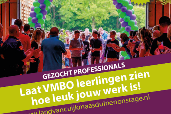 Vmbo on stage zoekt professionals die jongeren willen helpen hun toekomst te vinden